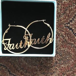 14k gold plated “Faith” hoop earrings